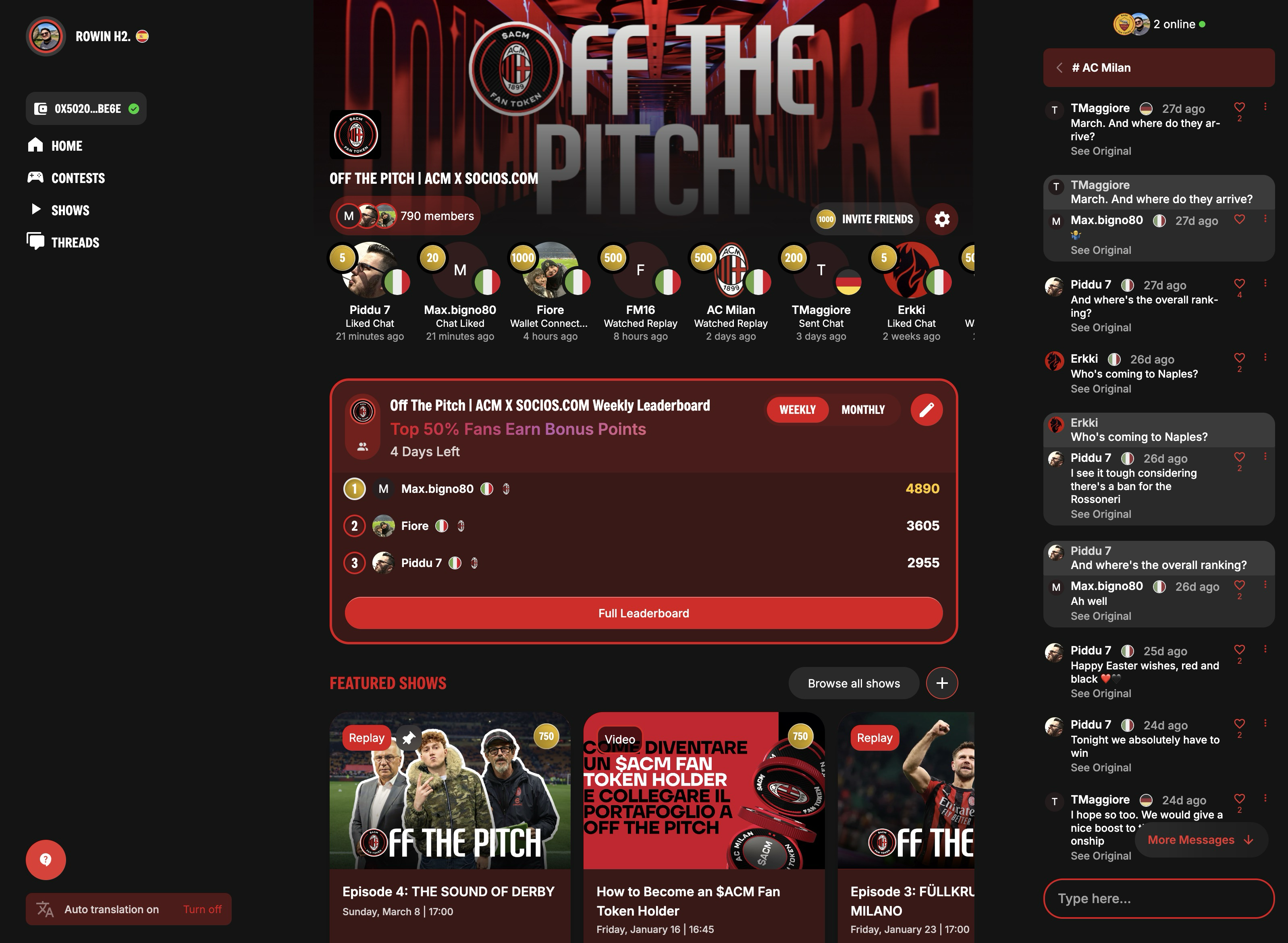 FanFest 3.0 platform — Off The Pitch live show with leaderboard and real-time chat